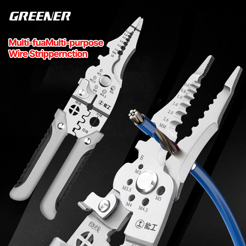 Automatic Wire Stripper Cutter - GREENER Selbstjustierende Abisolierzange, Crimpzange, Schneidzange, CR-V-Stahl,