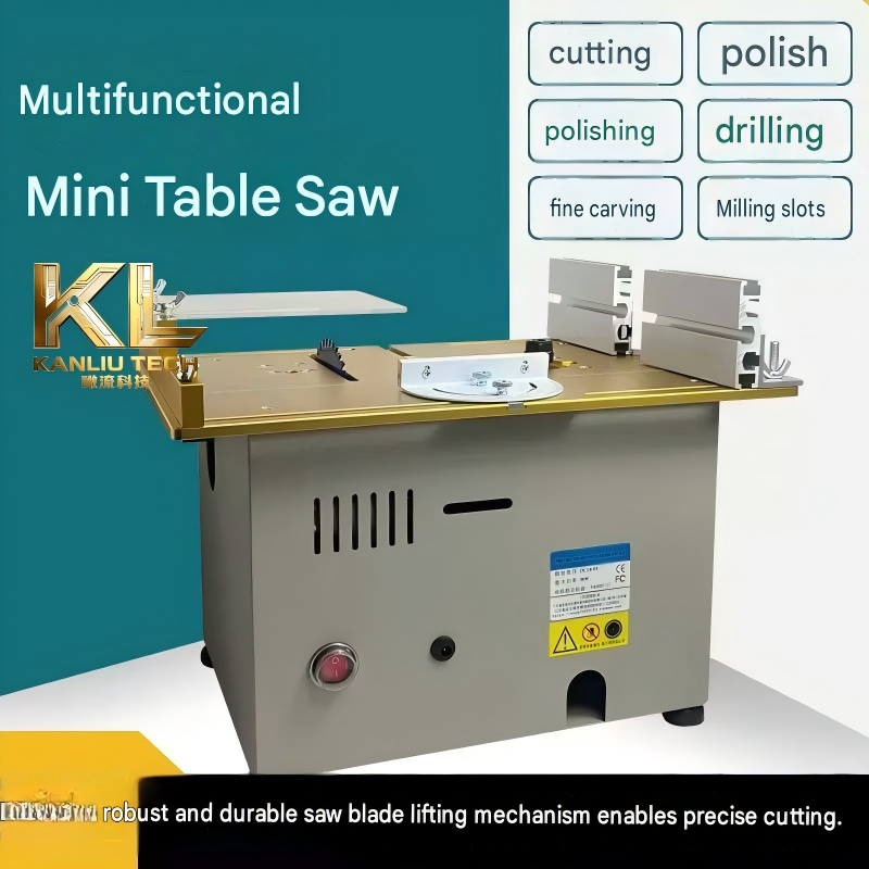Mini Table Saw For Woodworking - T7 Mini-Tischsäge Holzbearbeitungs-Schneidemaschine 0-180 ° Winkelschutzklingenaufheber