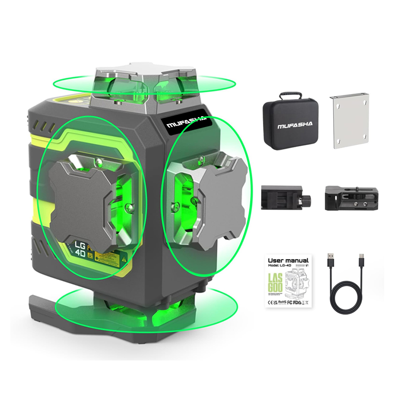 Laser Level 16 Lines 4D Green - 16-Linien-Laser-Nivelliergerät 360° Selbstnivellierend 4x360 ° Professioneller